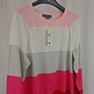 Karen Scott -  TAYLOR COLORBLOCK SWEATER, Petite Large